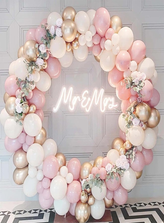 Biapian Dusty Pink and Gold Balloons, 60PCS Double Stuffed Pearl Blush Pink Balloons, 12 Inch Apricot Champagne Gold Clear Balloons Helium for Women Girls Boho Birthday Wedding Bridal Shower Party Decorations - Image 5